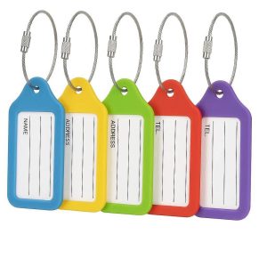 Silicone Luggage Tags with Name ID Cards Set of 5 Colorful Suitcase Labels with Steel Loops for Travel Bag Privacy Protection Multi