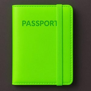 Neon Color Passport Holder Cover with Elastic Band Closure Bright Travel Wallet for Easy Visibility in Bags and Quick Airport Access Green